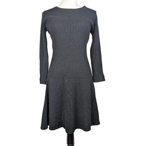 Calvin Klein Womens Black Crew Neck Long Sleeve Fit & Flare Sweater Dress Size S